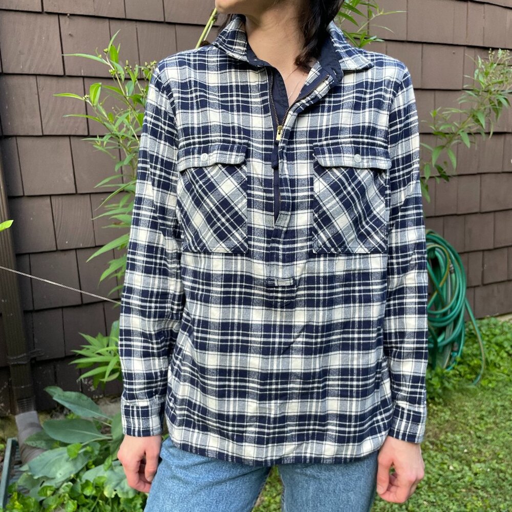 J Crew Plaid Half-Zip Pullover Flannel, Size XS